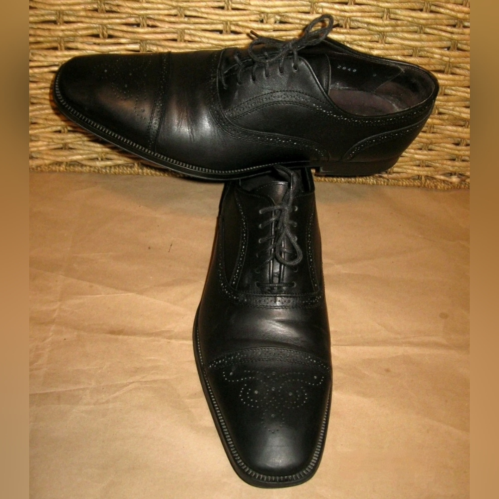 TO BOOT NEW YORK ADAM DERRICK "DAVID" MEN'S BLACK LEATHER CAPTOE OXFORDS SIZE 9